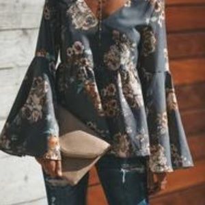 Mozart Bell Sleeve Peplum Top - Vici Collection